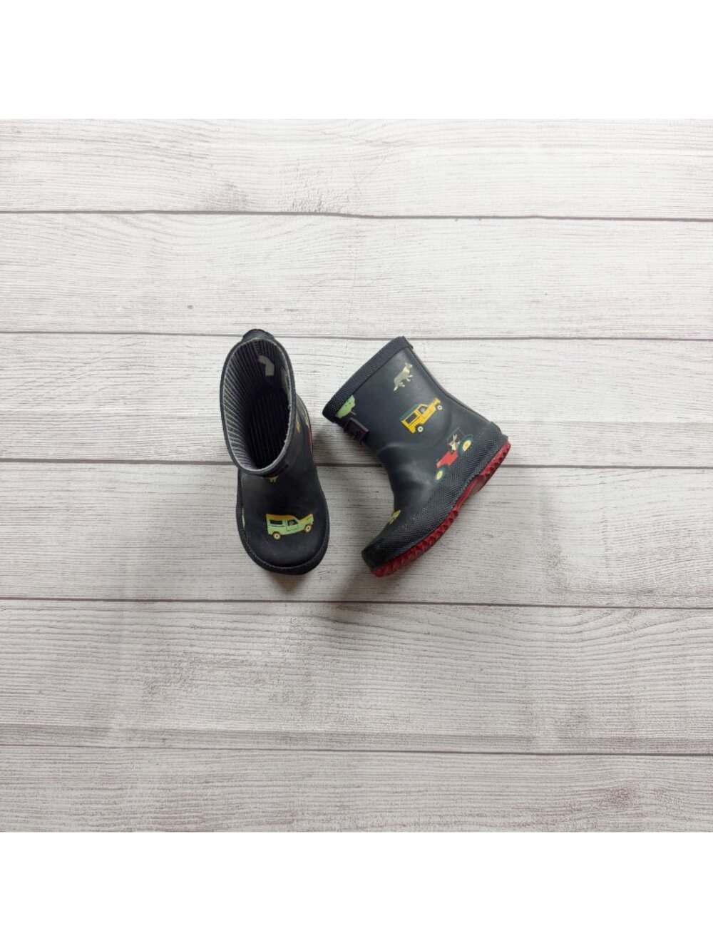 Joules Kids Baby Welly Print Rain Boots UK 5 EU 22 Black Red Cars US 6
